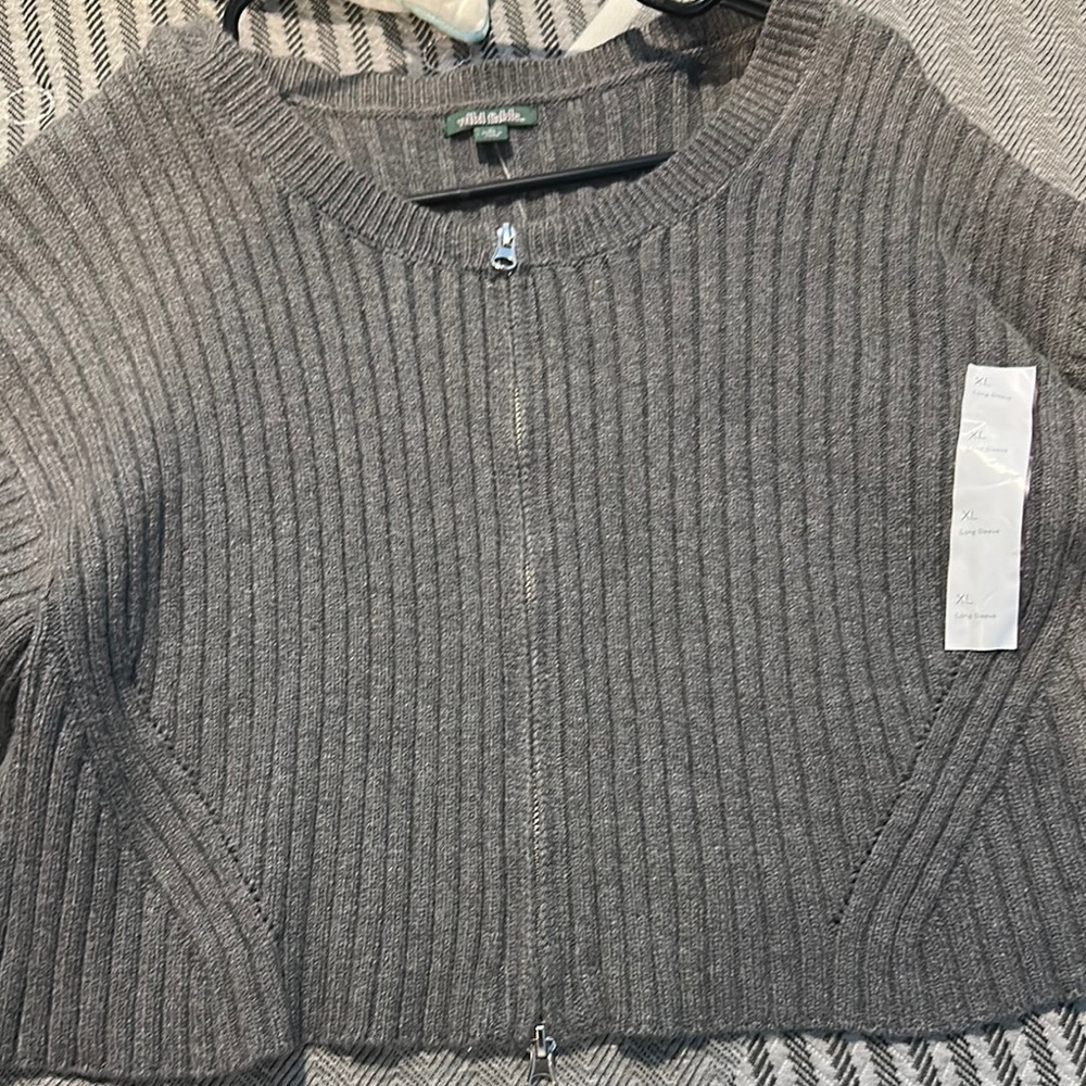 Max Studio Charcoal Ribbed Cardigan